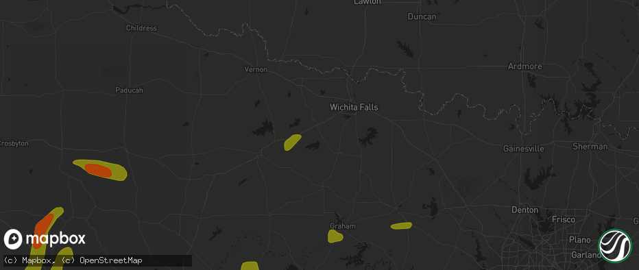 Hail map in Holliday, TX on May 10, 2026