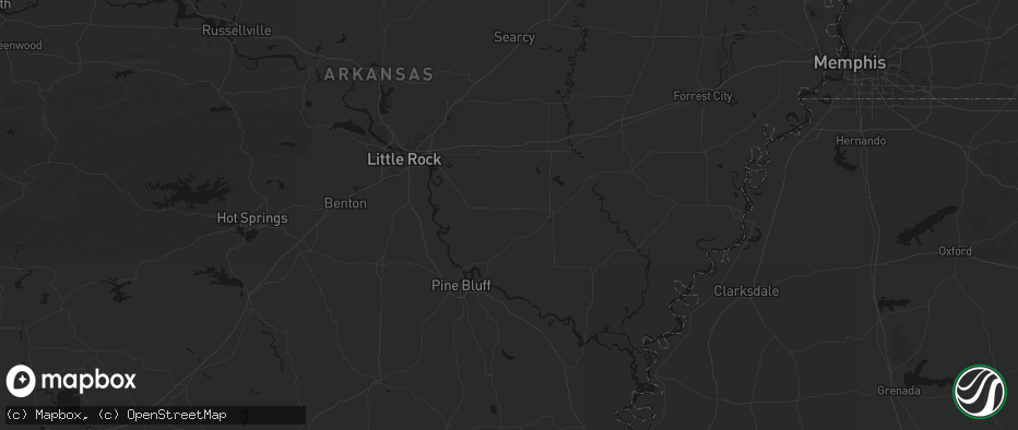 Hail map in Humnoke, AR on May 10, 2026