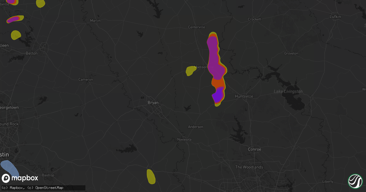 Hail map in Iola, TX on May 10, 2026