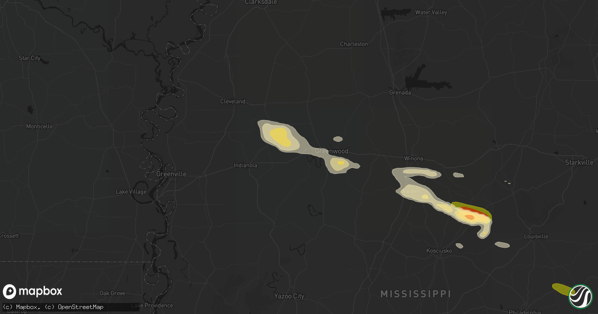 Hail map in Itta Bena, MS on May 10, 2026