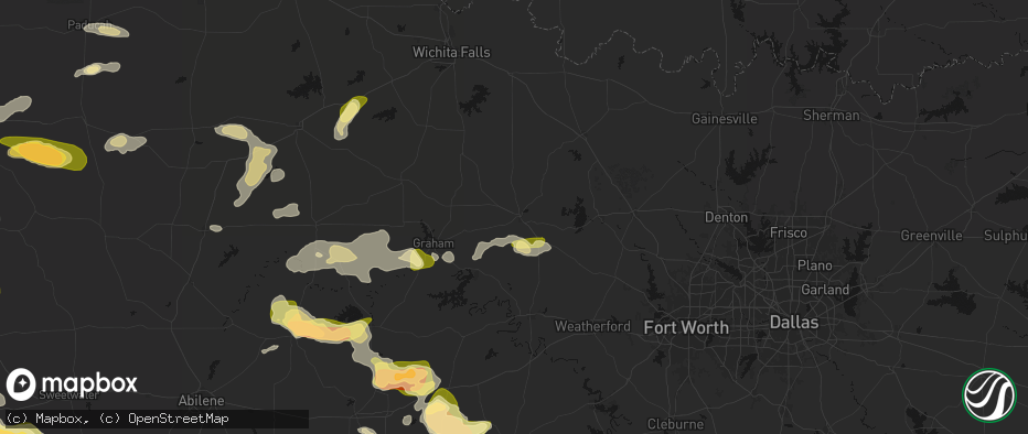 Hail map in Jacksboro, TX on May 10, 2026