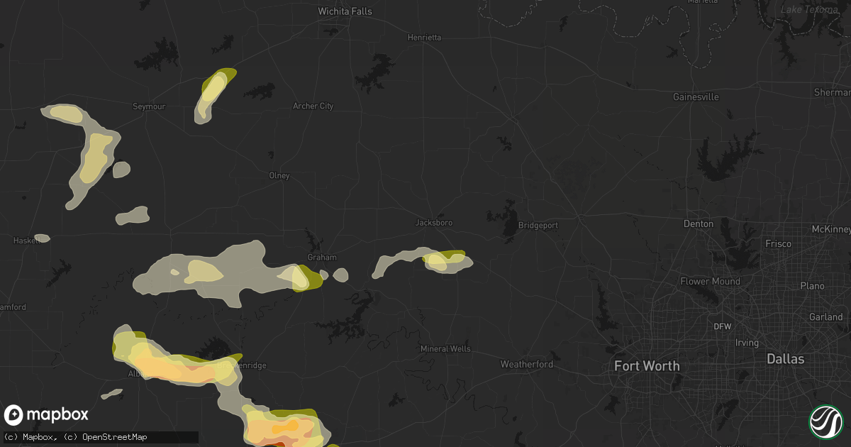 Hail map in Jacksboro, TX on May 10, 2026