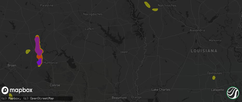 Hail map in Jasper, TX on May 10, 2026