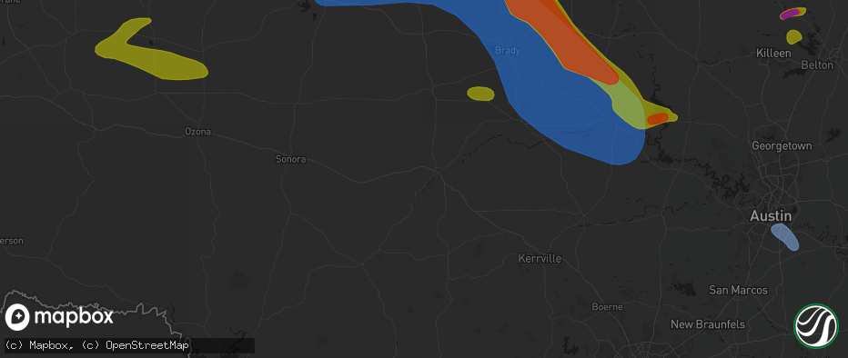 Hail map in Junction, TX on May 10, 2026