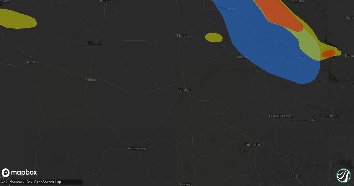 Hail map in Junction, TX on May 10, 2026