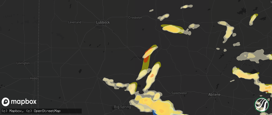 Hail map in Justiceburg, TX on May 10, 2026