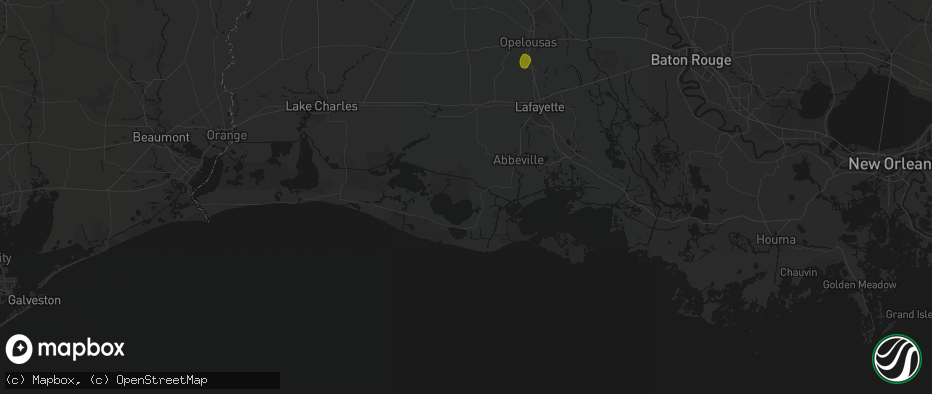 Hail map in Kaplan, LA on May 10, 2026