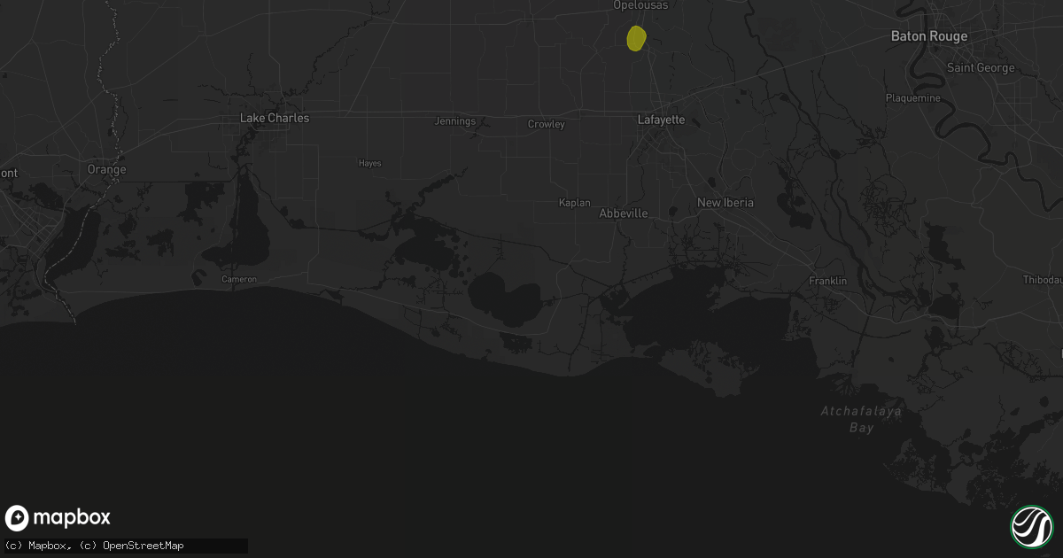 Hail map in Kaplan, LA on May 10, 2026