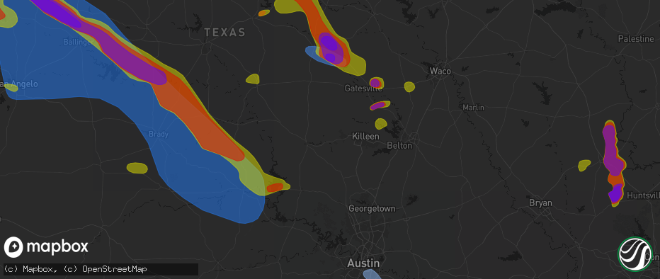 Hail map in Kempner, TX on May 10, 2026