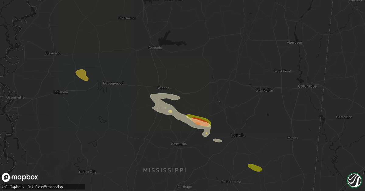 Hail map in Kilmichael, MS on May 10, 2026