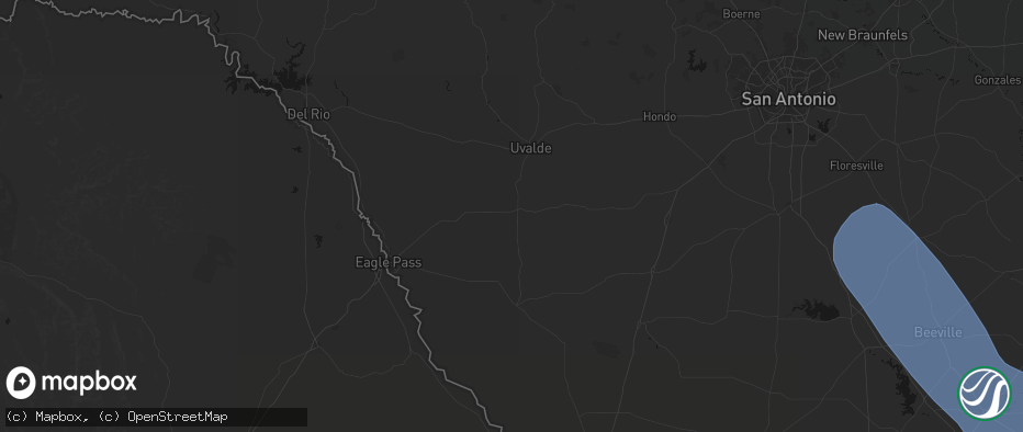 Hail map in La Pryor, TX on May 10, 2026