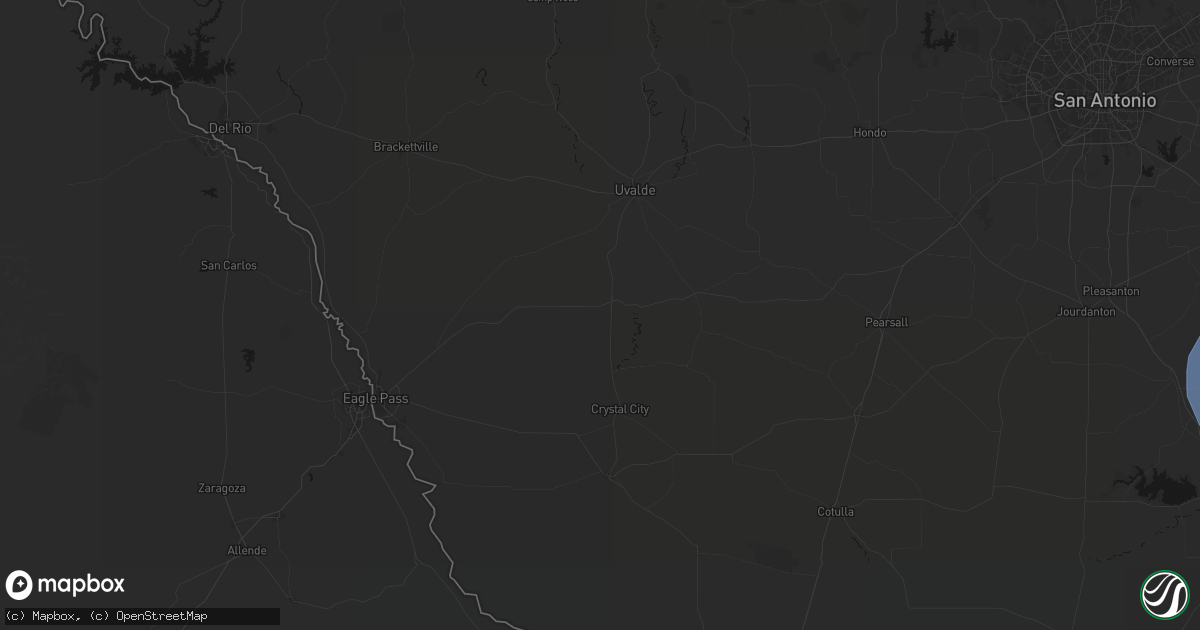 Hail map in La Pryor, TX on May 10, 2026