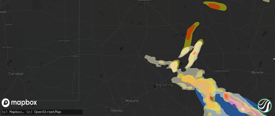 Hail map in Lamesa, TX on May 10, 2026