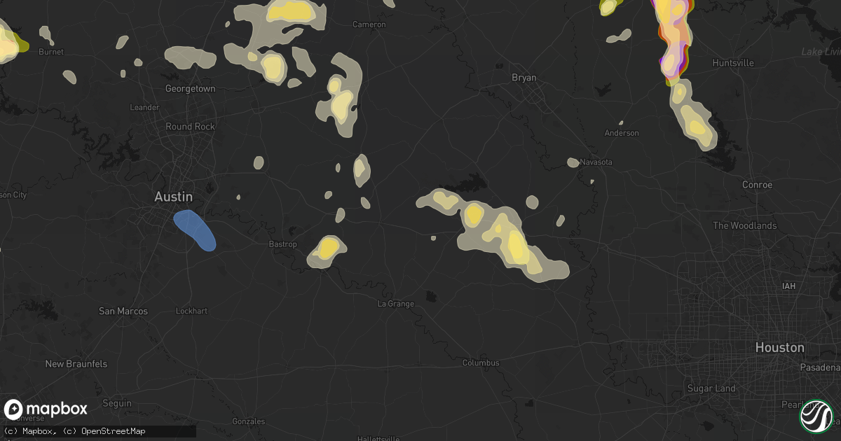 Hail map in Ledbetter, TX on May 10, 2026