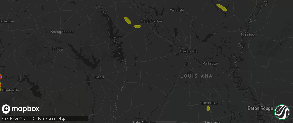 Hail map in Leesville, LA on May 10, 2026