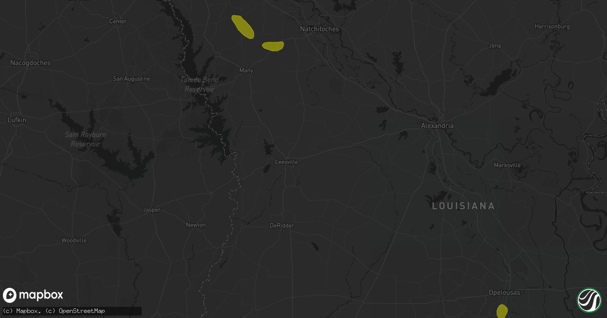 Hail map in Leesville, LA on May 10, 2026