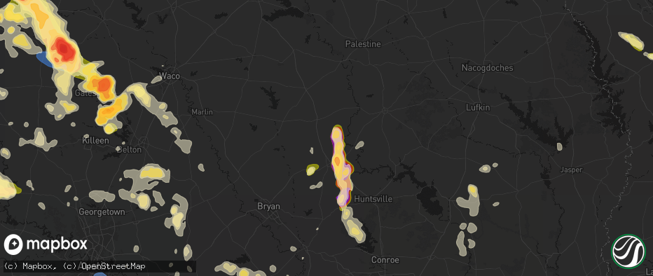 Hail map in Leona, TX on May 10, 2026
