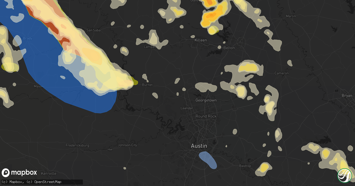 Hail map in Liberty Hill, TX on May 10, 2026