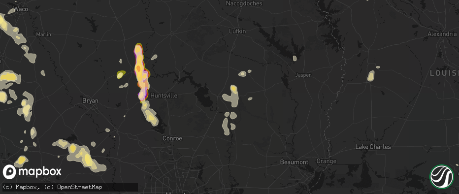 Hail map in Livingston, TX on May 10, 2026