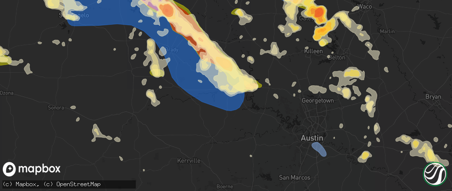 Hail map in Llano, TX on May 10, 2026