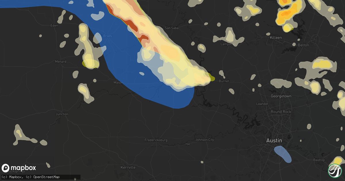 Hail map in Llano, TX on May 10, 2026