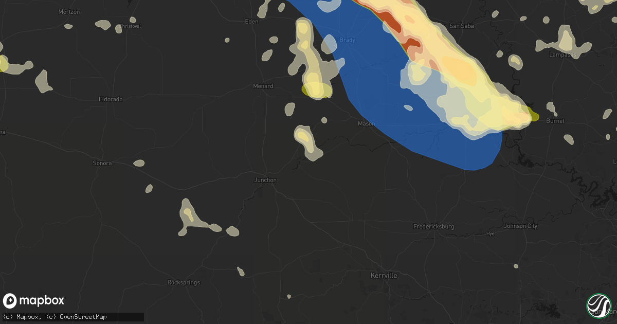 Hail map in London, TX on May 10, 2026