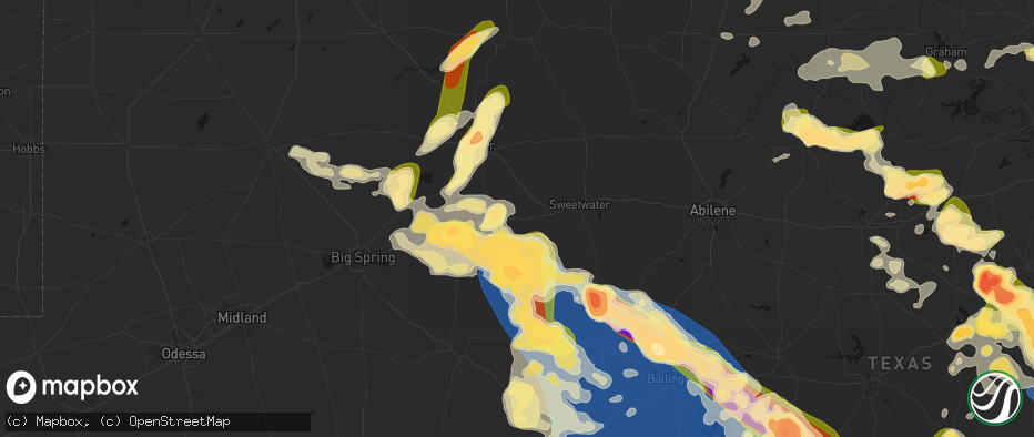 Hail map in Loraine, TX on May 10, 2026