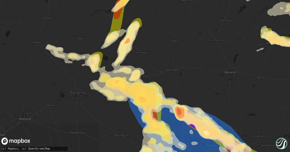 Hail map in Loraine, TX on May 10, 2026
