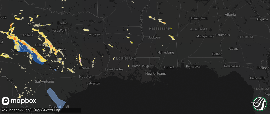 Hail map in Louisiana on May 10, 2026