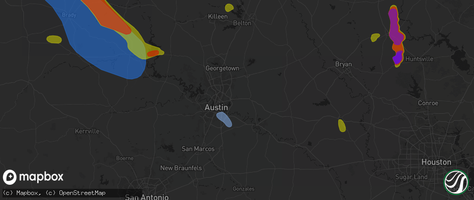Hail map in Manor, TX on May 10, 2026