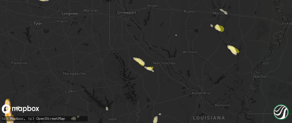 Hail map in Marthaville, LA on May 10, 2026
