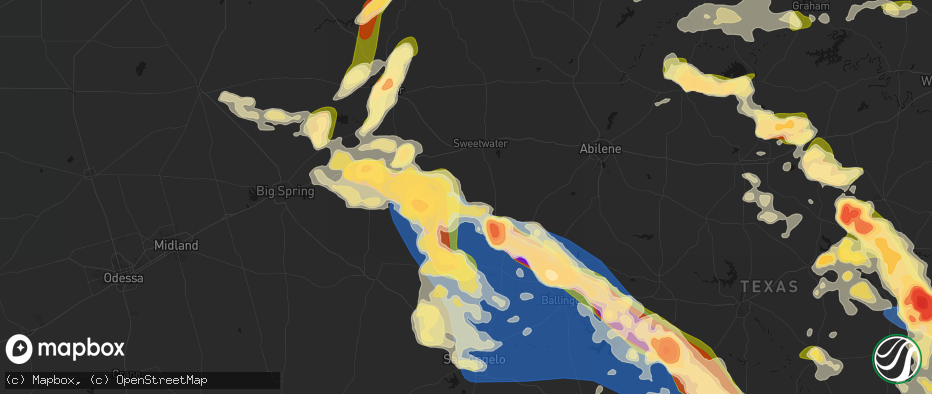 Hail map in Maryneal, TX on May 10, 2026