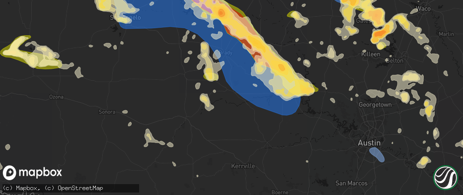 Hail map in Mason, TX on May 10, 2026