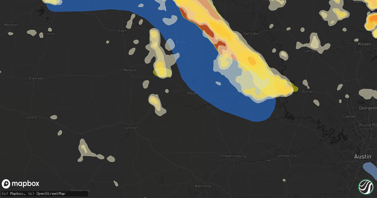 Hail map in Mason, TX on May 10, 2026