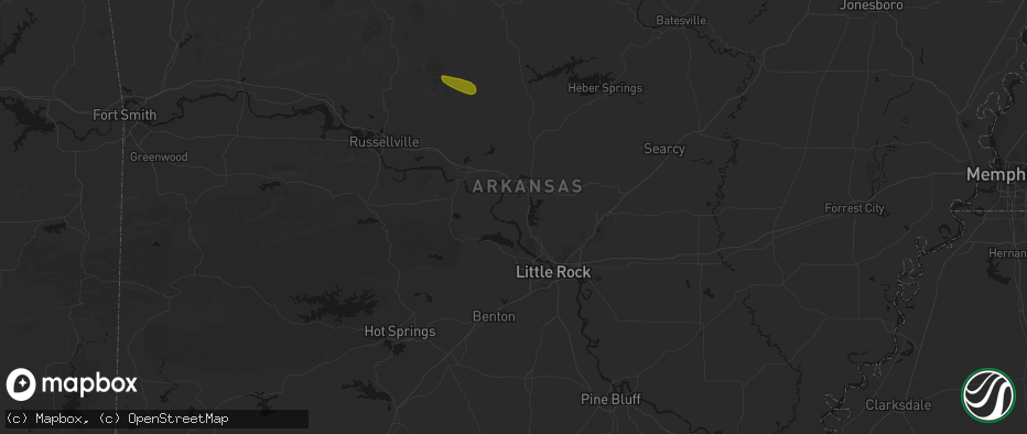 Hail map in Mayflower, AR on May 10, 2026