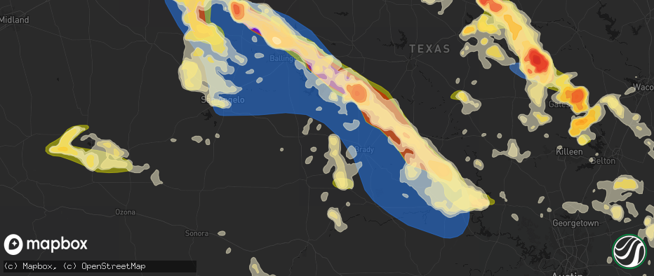 Hail map in Melvin, TX on May 10, 2026