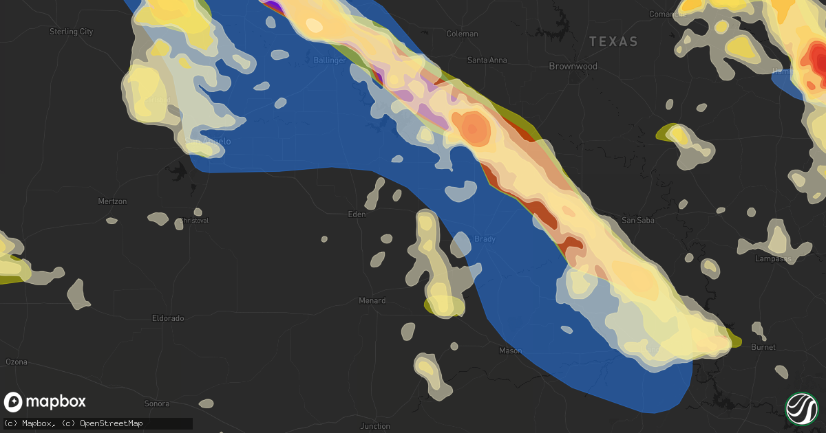 Hail map in Melvin, TX on May 10, 2026