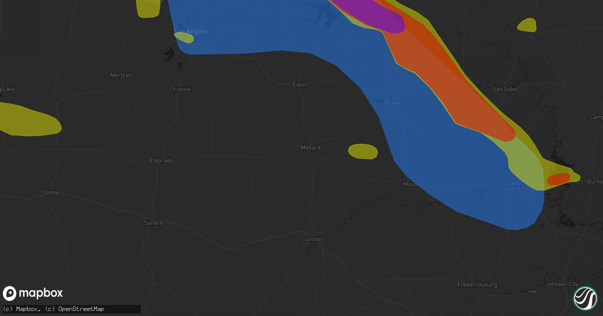 Hail map in Menard, TX on May 10, 2026