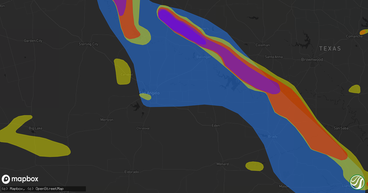 Hail map in Mereta, TX on May 10, 2026