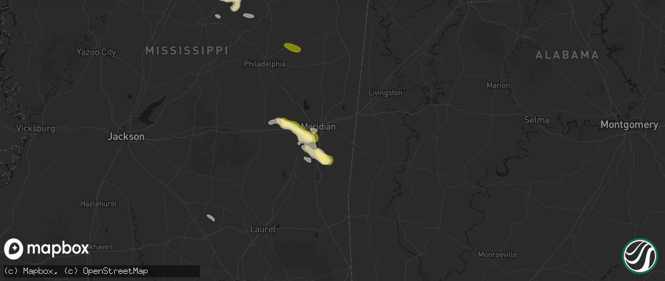 Hail map in Meridian, MS on May 10, 2026