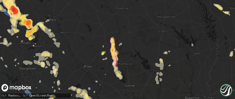 Hail map in Midway, TX on May 10, 2026
