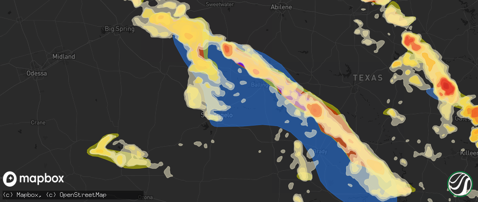 Hail map in Miles, TX on May 10, 2026