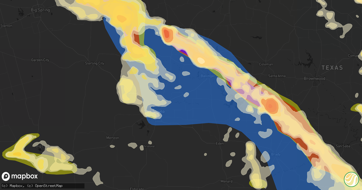 Hail map in Miles, TX on May 10, 2026