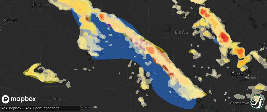 Hail map in Millersview, TX on May 10, 2026