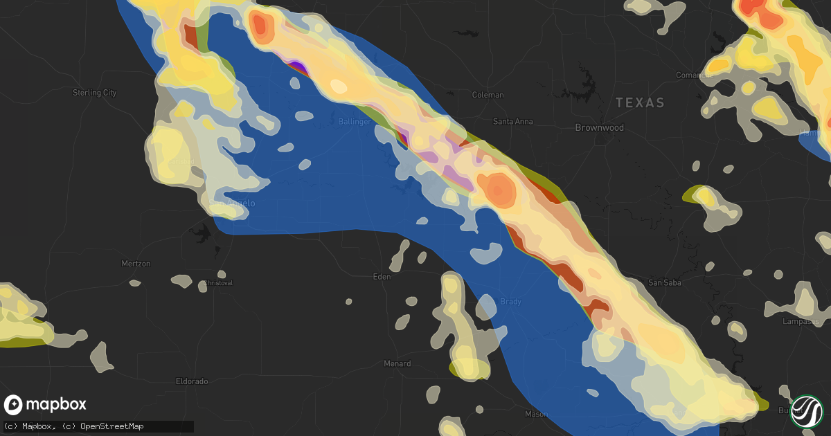 Hail map in Millersview, TX on May 10, 2026