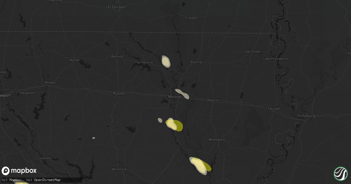 Hail map in Monroe, LA on May 10, 2026