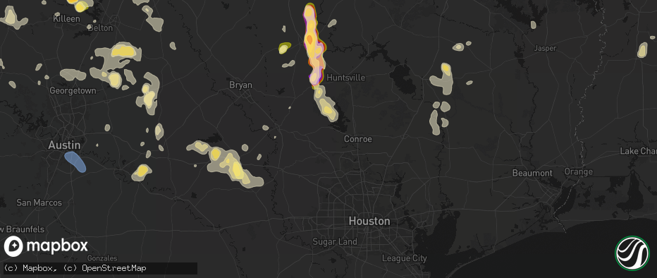 Hail map in Montgomery, TX on May 10, 2026