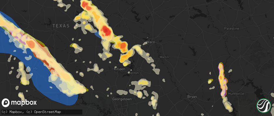 Hail map in Moody, TX on May 10, 2026