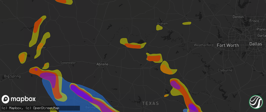 Hail map in Moran, TX on May 10, 2026
