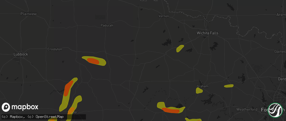 Hail map in Munday, TX on May 10, 2026